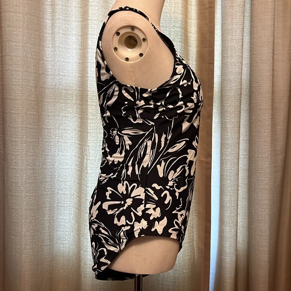 Hurley One Piece Swimsuit Ink Fresco Floral Black and White Womens Medium